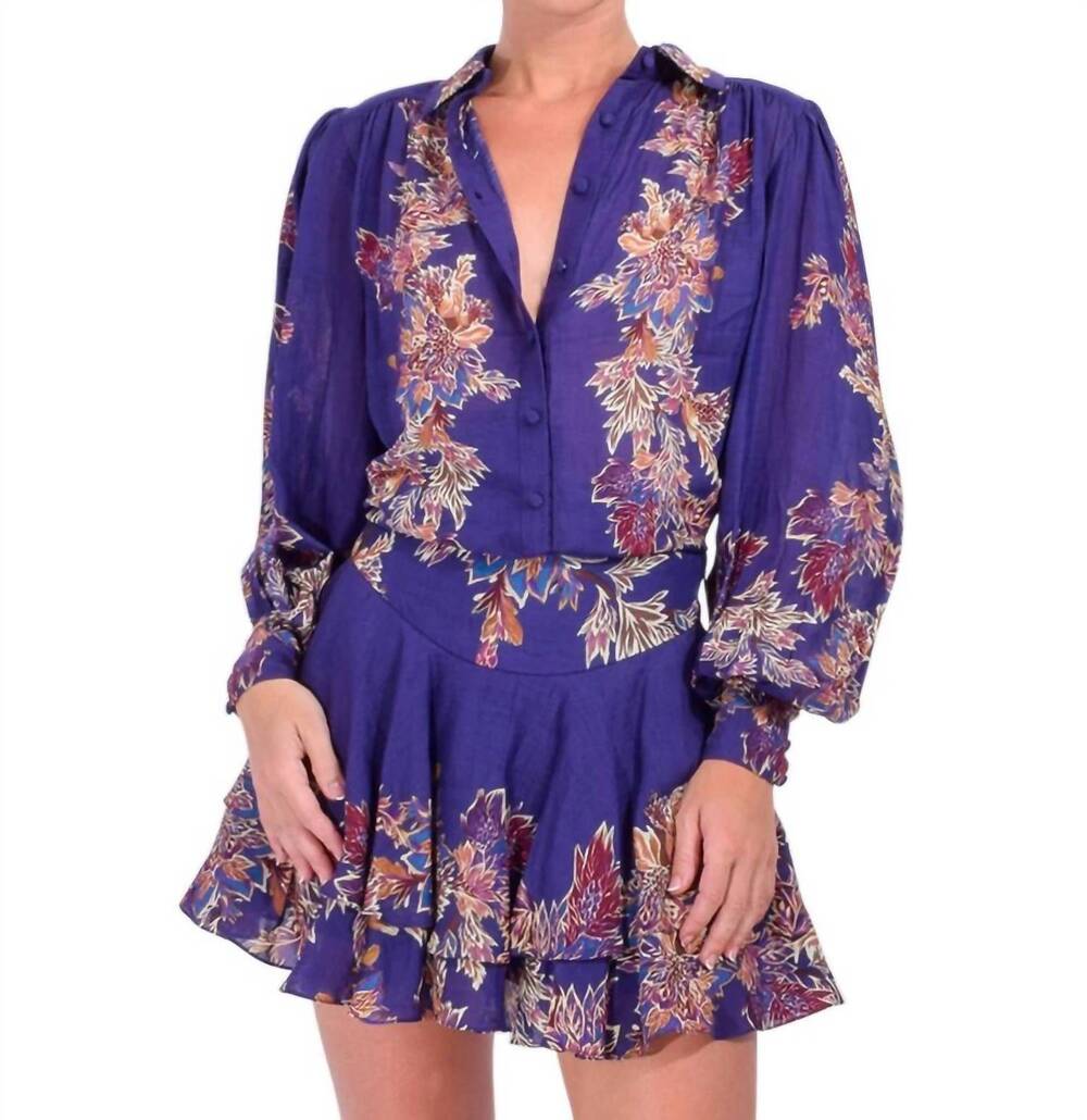 NEW HEMANT & NANDITA leela boho mini skirt in midnight blue
